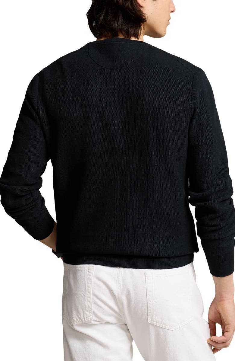Polo Ralph Lauren Textured Cotton Crewneck Sweater, Alternate, color, Polo Black/ Tonal Pp