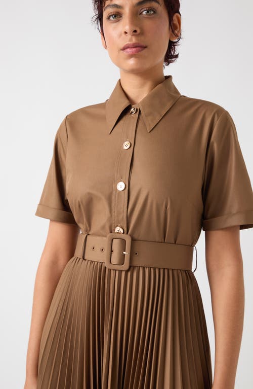 Lk Bennett Cally Pleated Shirtdress In Cocoa
