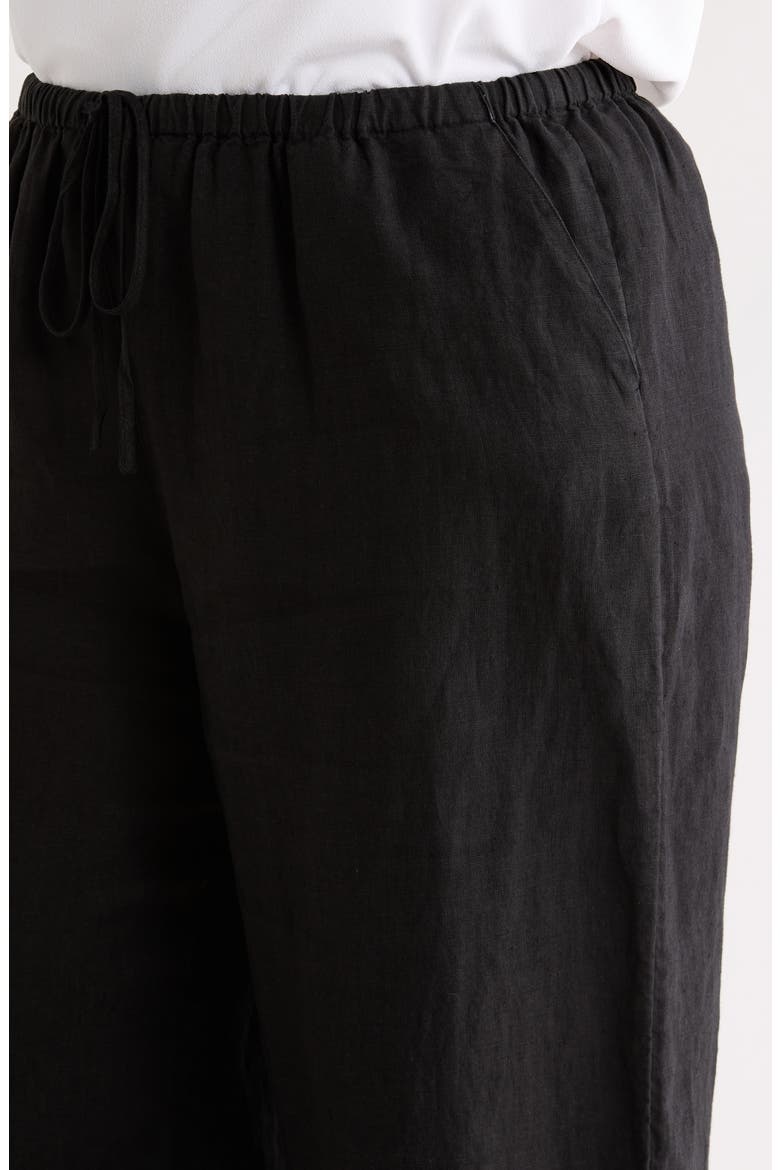 Wide Leg Crop Linen Pants, Alternate, color, BLACK
