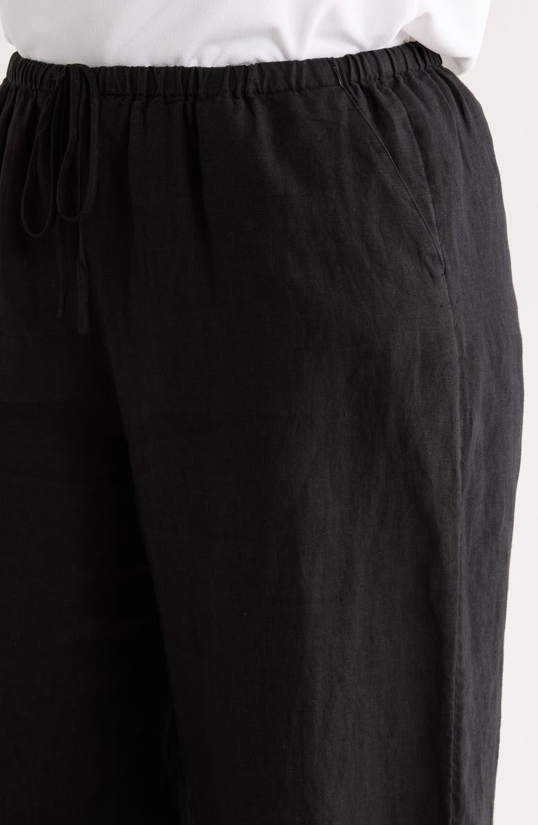 Caslon<sup>®</sup> Wide Leg Crop Linen Pants, Alternate, color, Black
