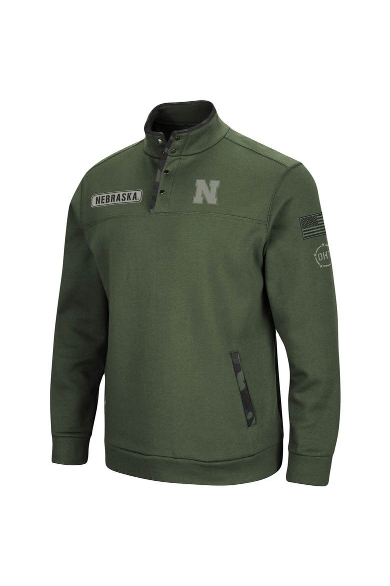 Men's Colosseum Olive Nebraska Huskers OHT Military Appreciation Digit Quarter-Snap Jacket, Alternate, color, Olive