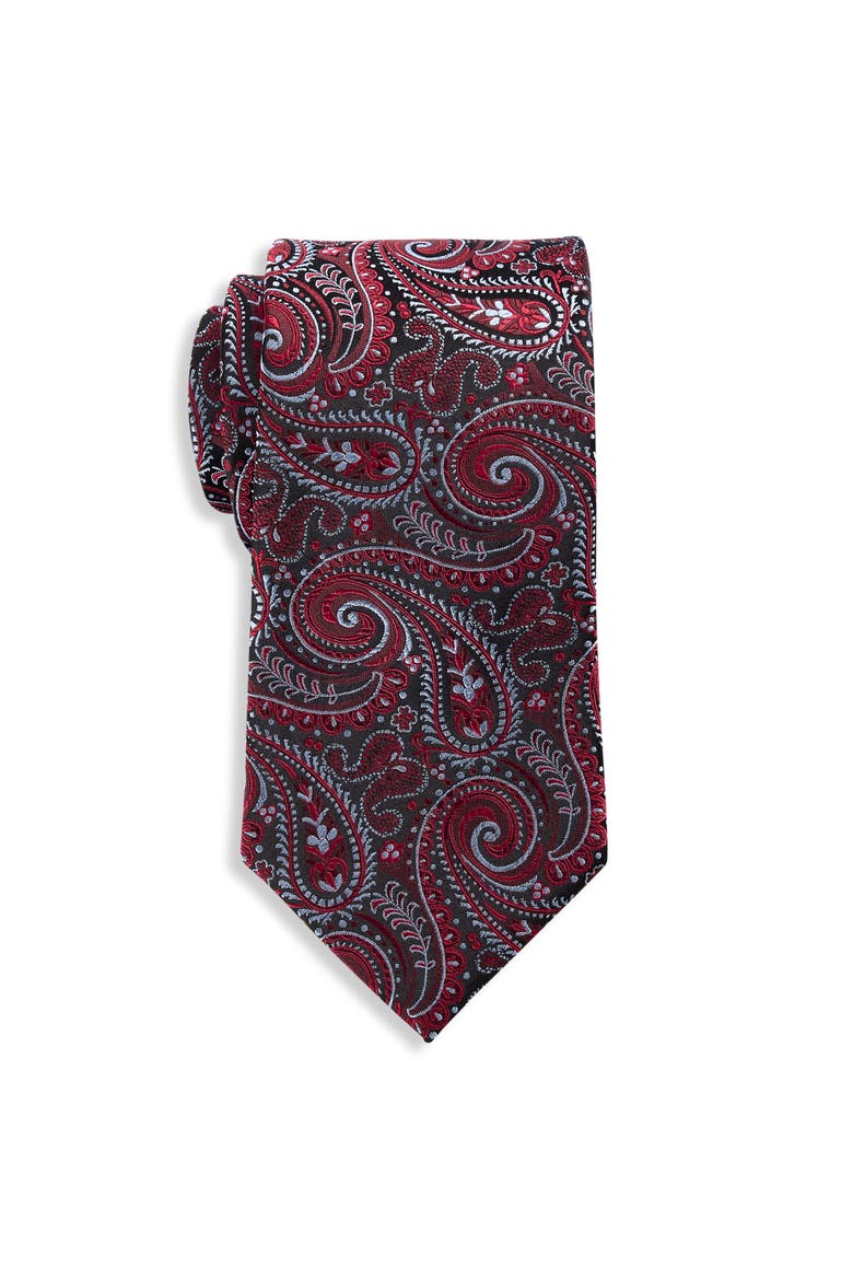 Big & Tall Exquisite Paisley Tie, Main, color, BURGUNDY