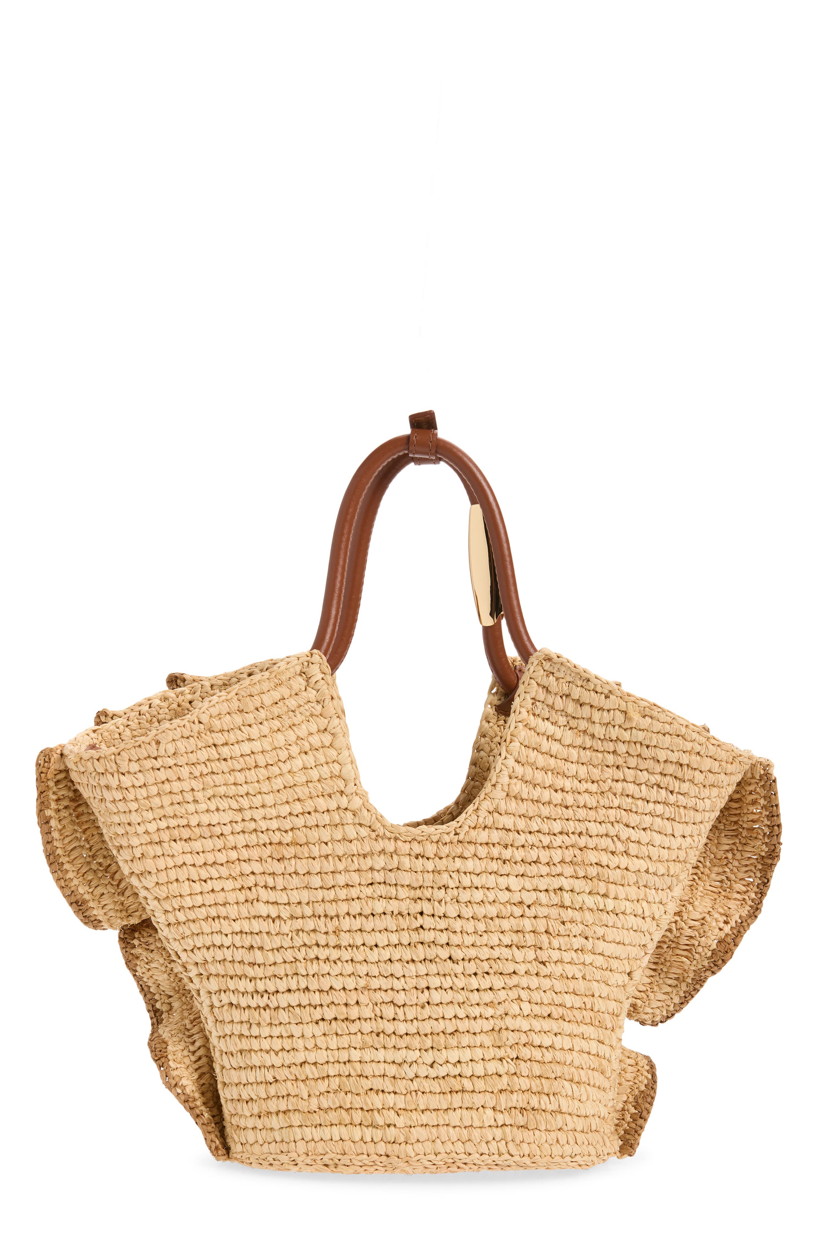 Small Goldentime Ruffled Tote, Alternate, color, NATURAL