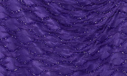 Connected Apparel Eyelash Shimmer Mesh Cocktail Dress In Violet