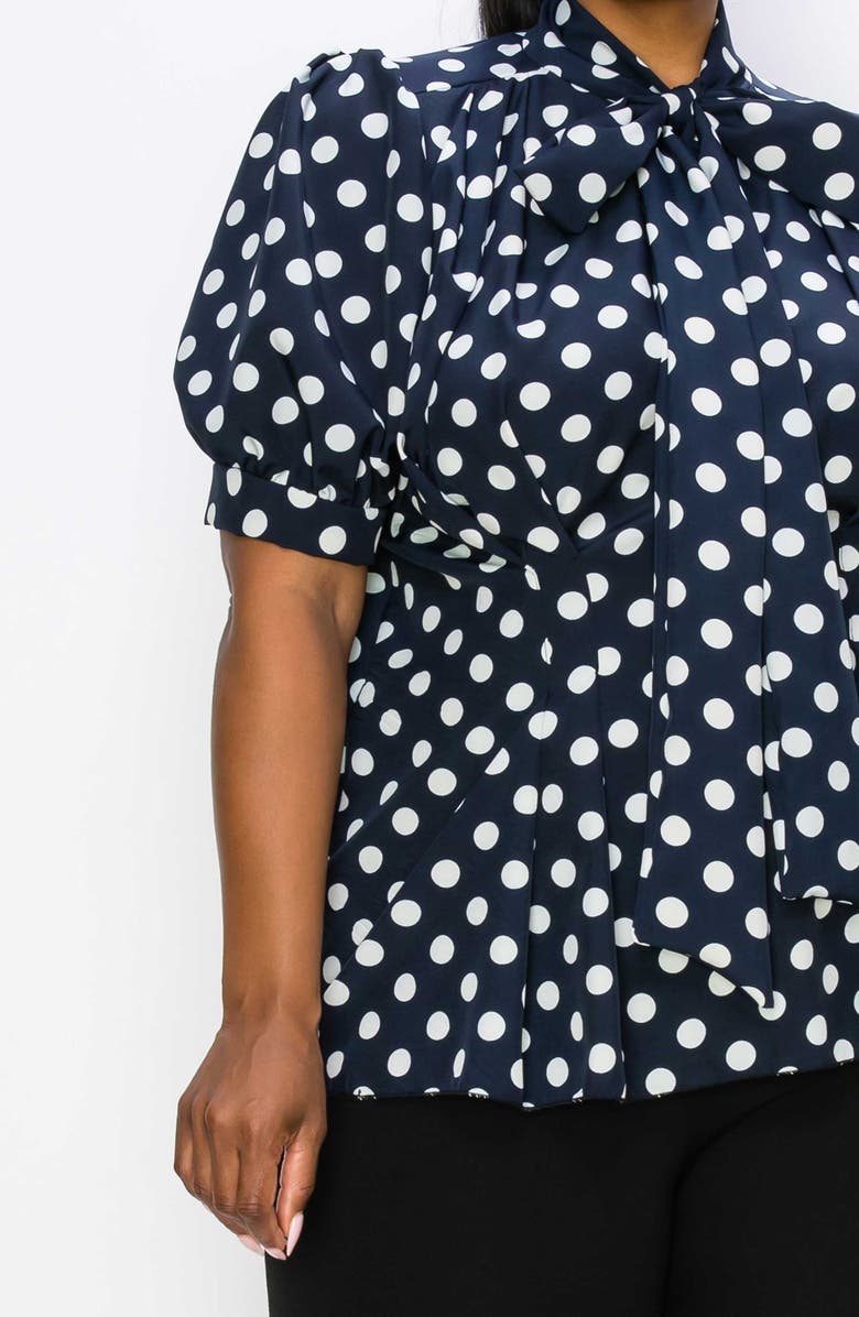 L I V D Minnie Polka Dot Tie Neck Stretch Top, Alternate, color, 