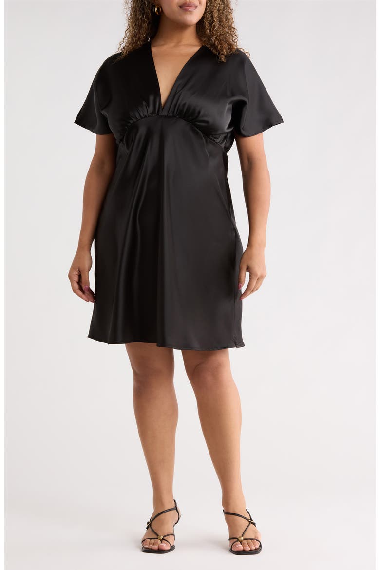 Deep V-Neck Cocktail Dress, Main, color, BLACK
