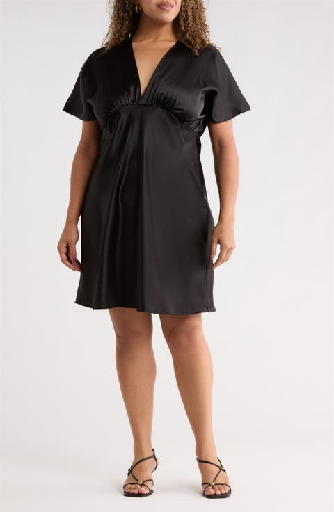 Deep V-Neck Cocktail Dress (Plus)