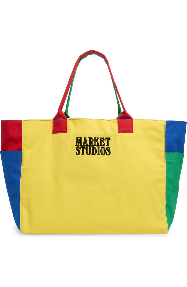 MARKET Smiley Colorblock Tote Bag, Alternate, color, Yellow Multi