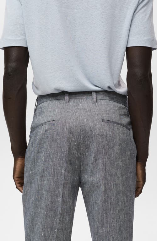 Mango Slim Fit Linen Blend Dress Pants In Gray