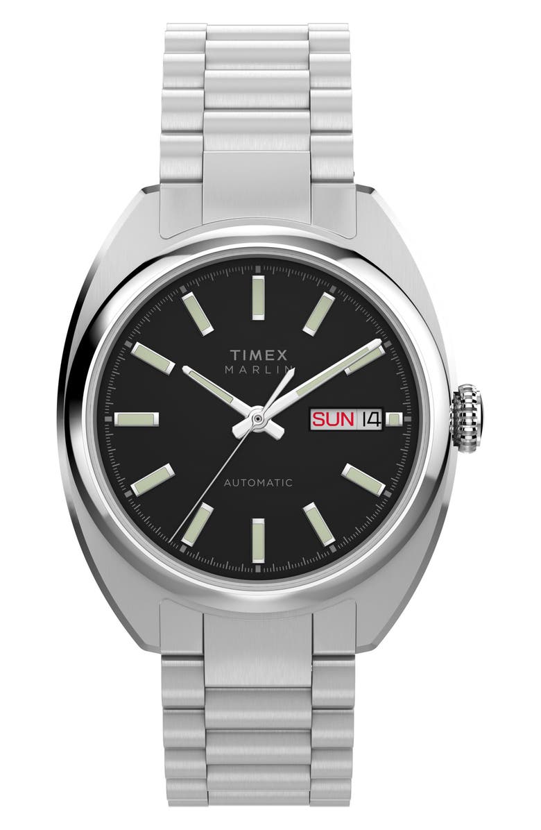 Timex<sup>®</sup> Marlin<sup>®</sup> Draper Automatic Bracelet Watch, 37mm, Main, color, Stainless Steel