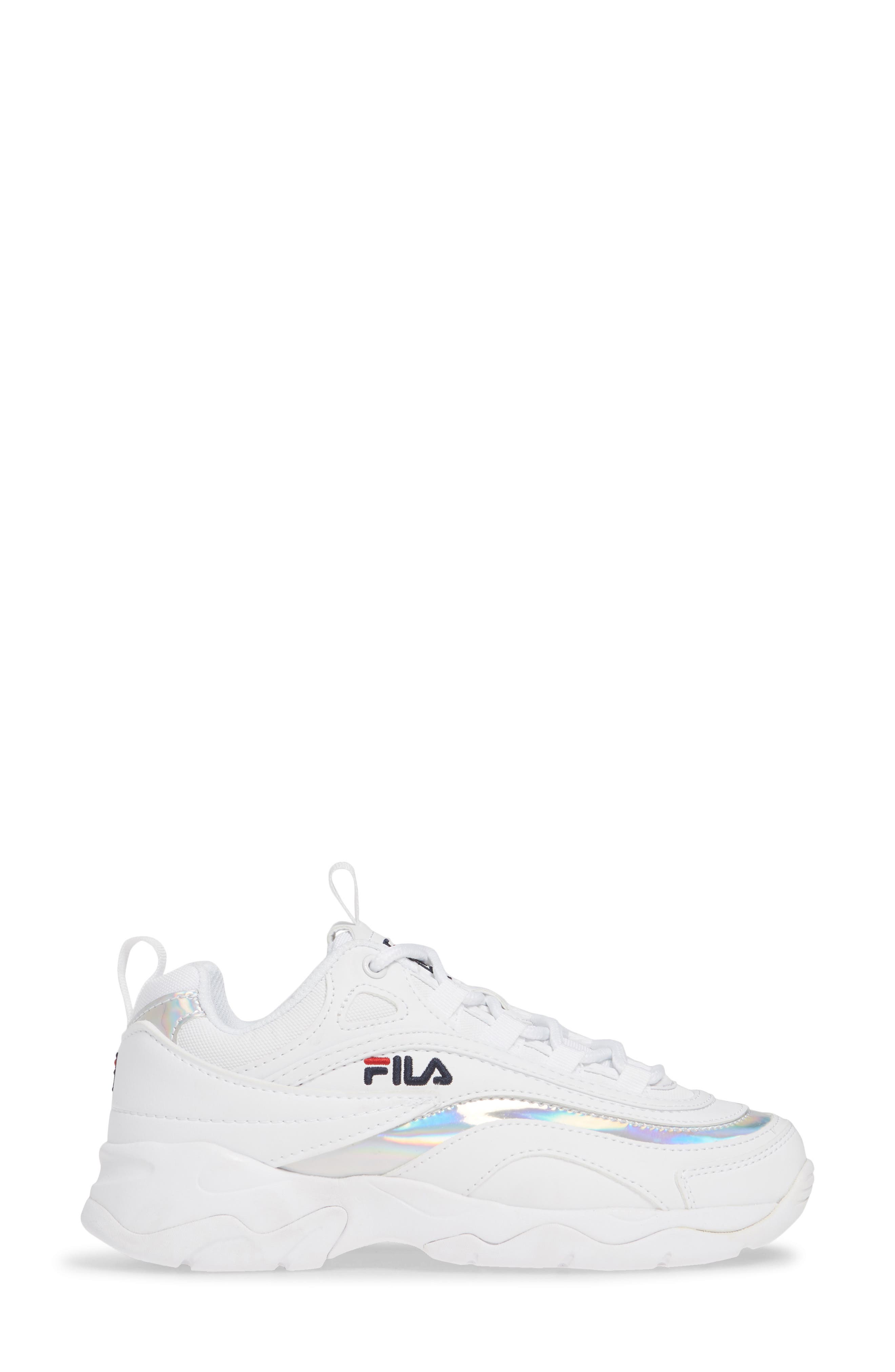 Ray Sneaker, Alternate, color, WHITE/ METALLIC SILVER/ WHITE