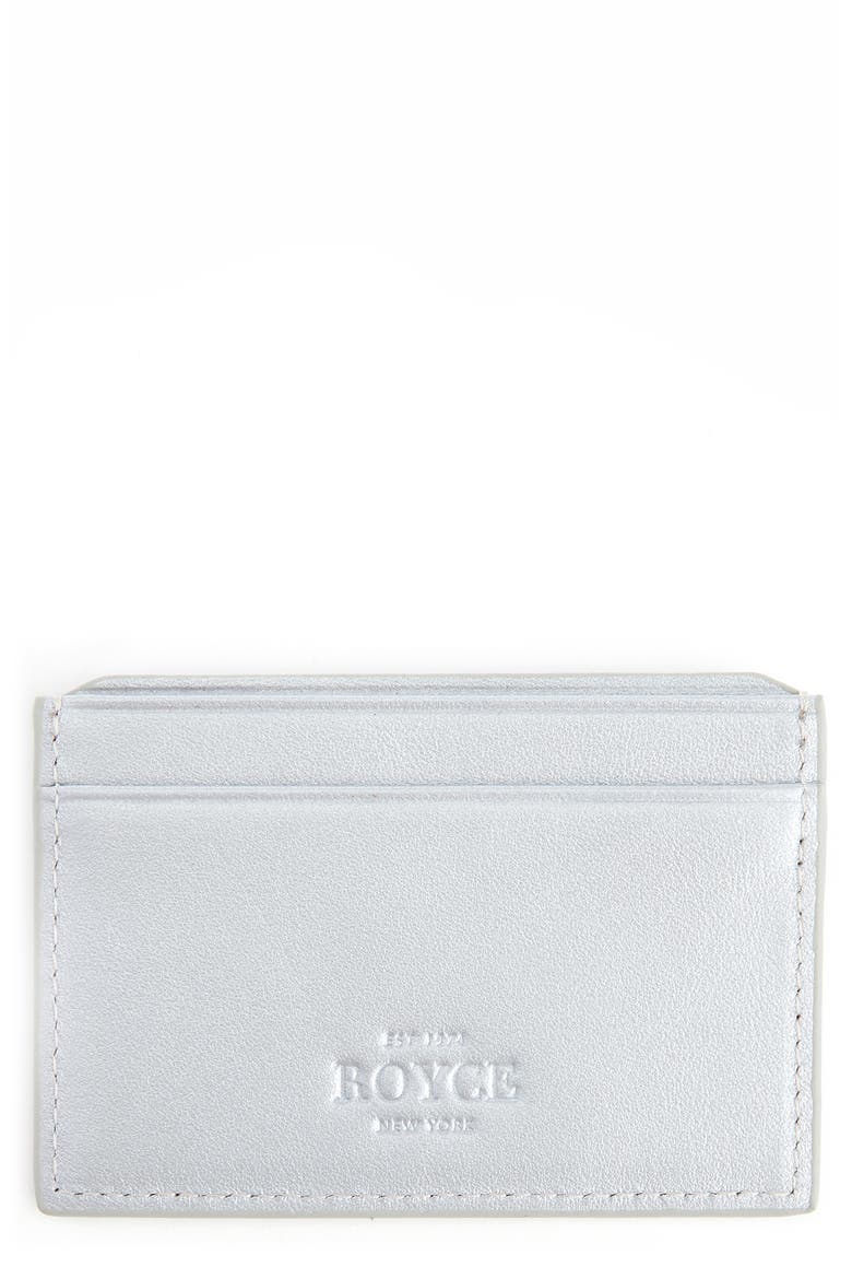 RFID Leather Card Case, Main, color, SILVER