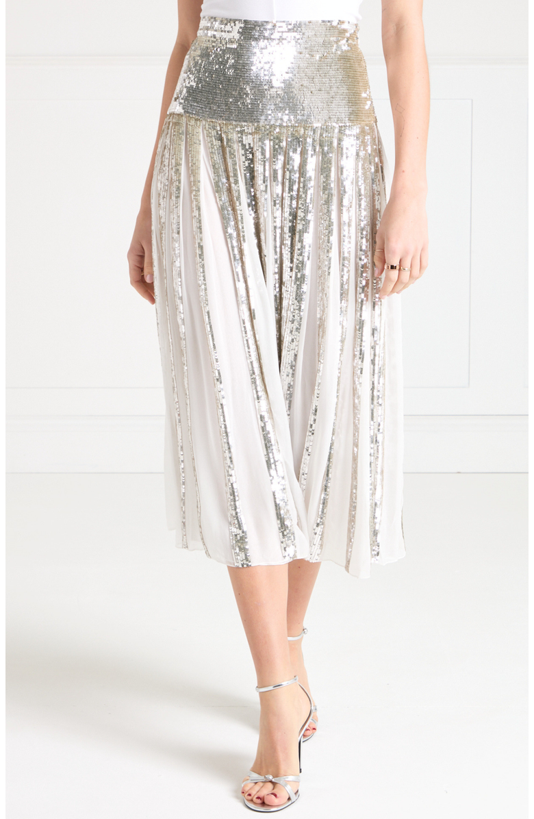 Temperley London Filigree Skirt, Main, color, Silver