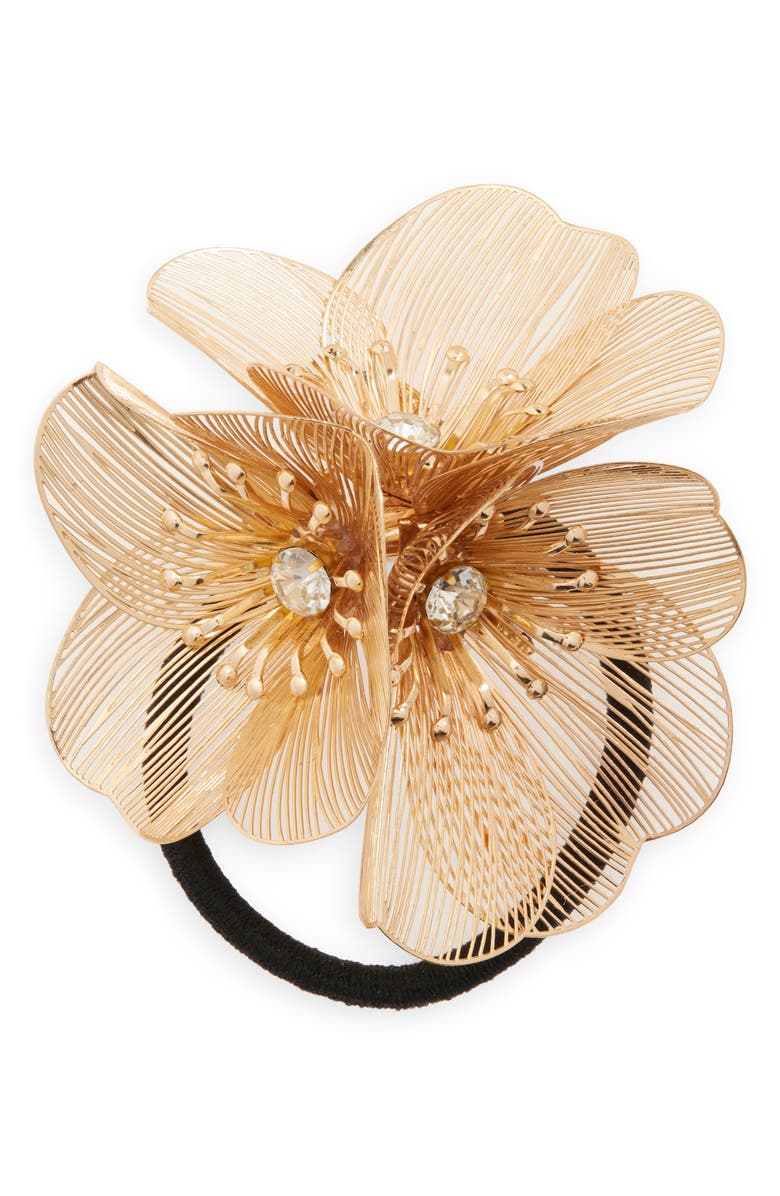 Tasha Filigree Flower Ponytail Holder, Main, color,