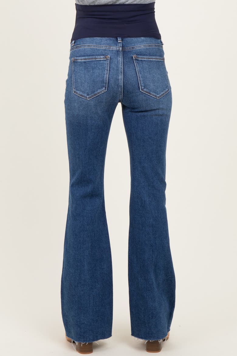 Raw Hem Maternity Flare Jeans, Alternate, color, Navy Blue