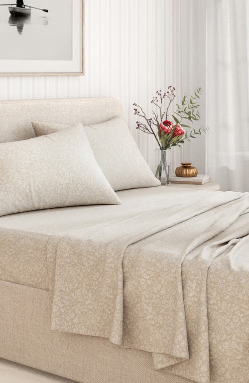 Woven & Weft Winter Floral 4-piece Flannel Bed Sheet Set In Neutral