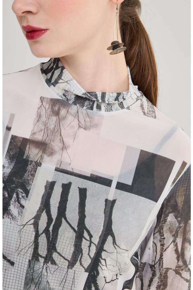 Sienna Printed Mockneck Top, Alternate, color, Black Print