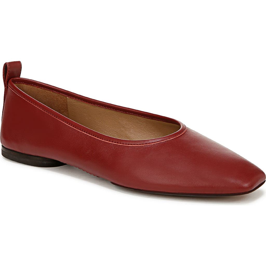 Vince Vivian Lambskin Ballerina Flats In Red