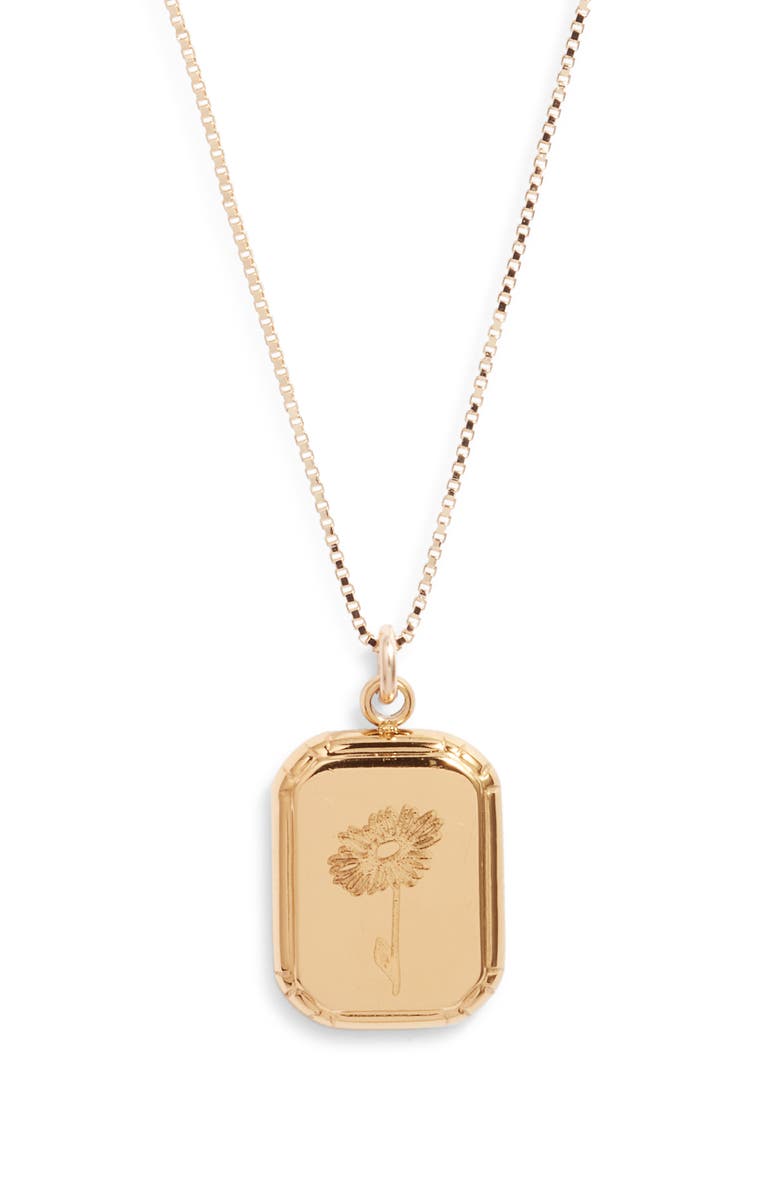 Set & Stones Audrey Birth Flower Pendant Necklace, Main, color, Gold / April - Daisy