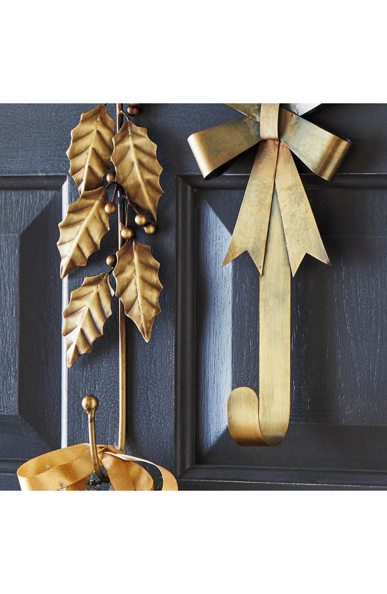 tag Antique Brass Gold Bow Wreath Hanger for Christmas Decor, Alternate, color, Gold