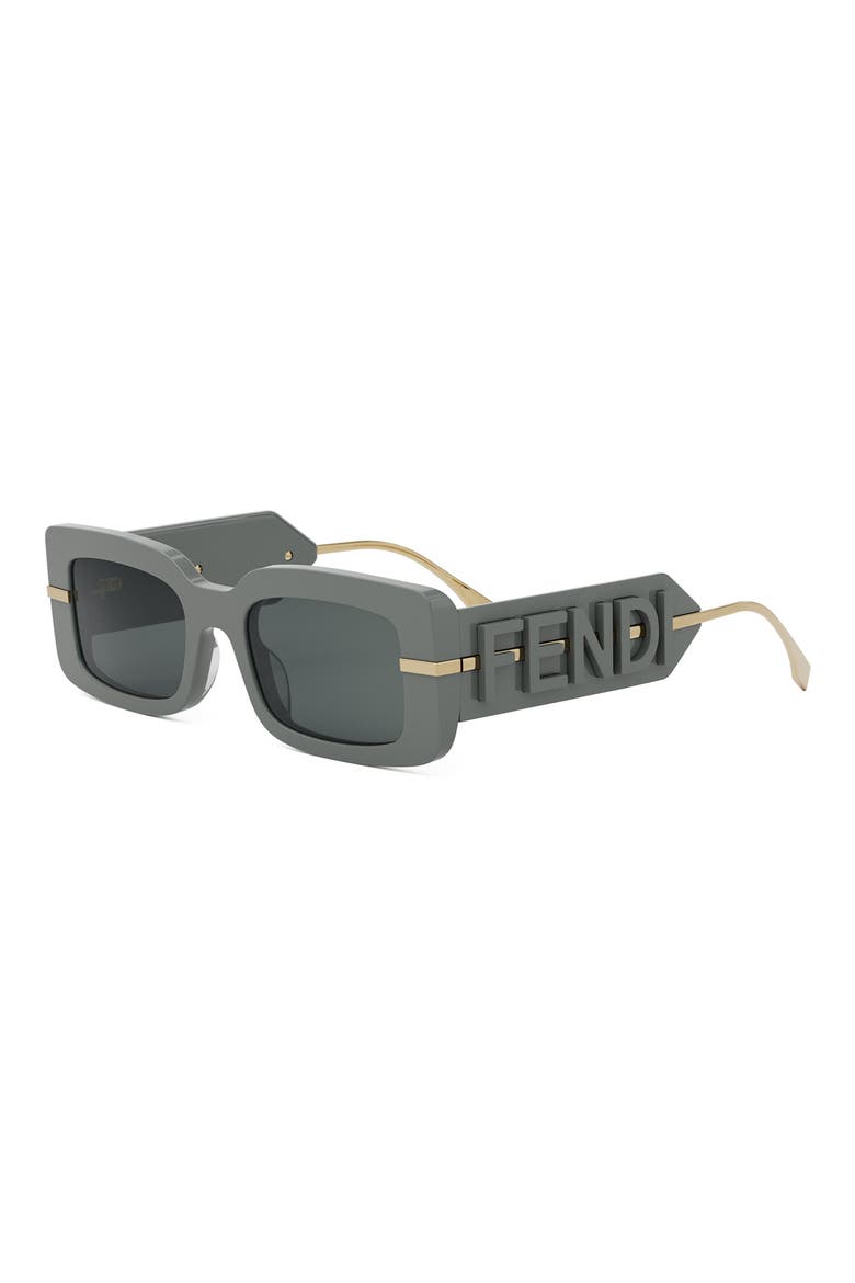 'Fendigraphy 51mm Rectangular Sunglasses, Alternate, color, GREY/ SMOKE