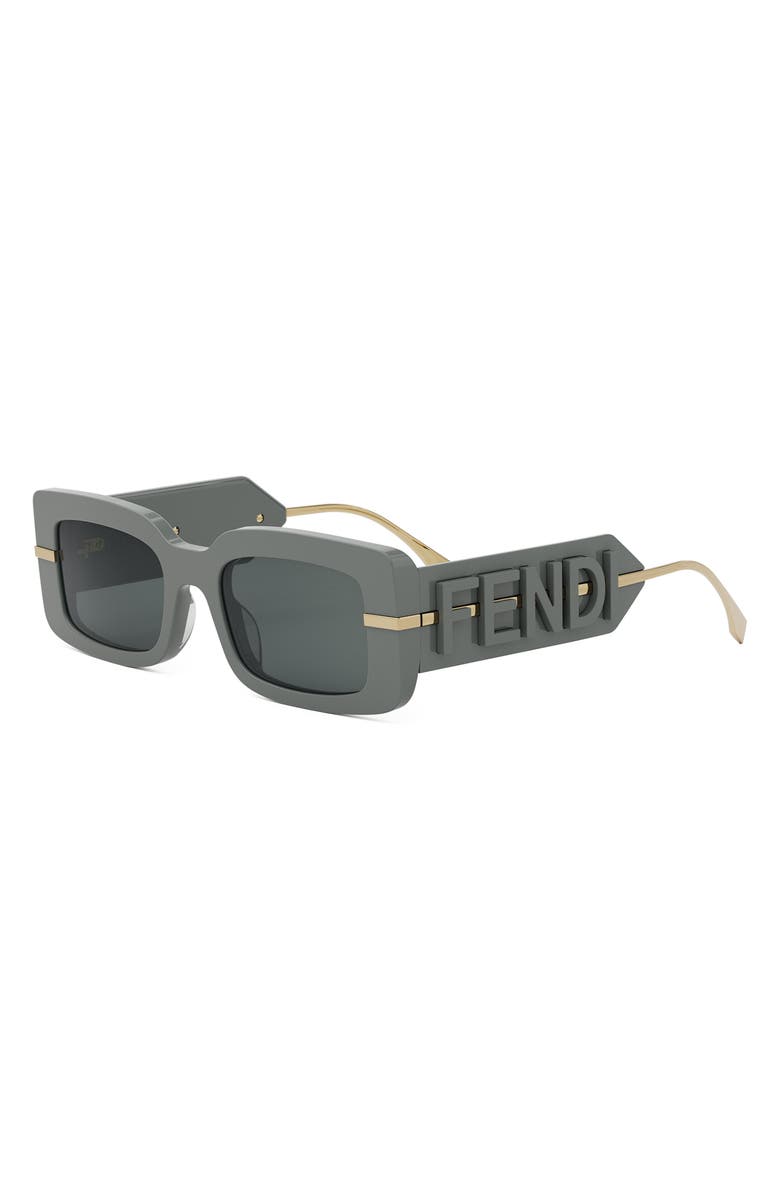 Fendi 'Fendigraphy 51mm Rectangular Sunglasses, Alternate, color, Grey/ Smoke