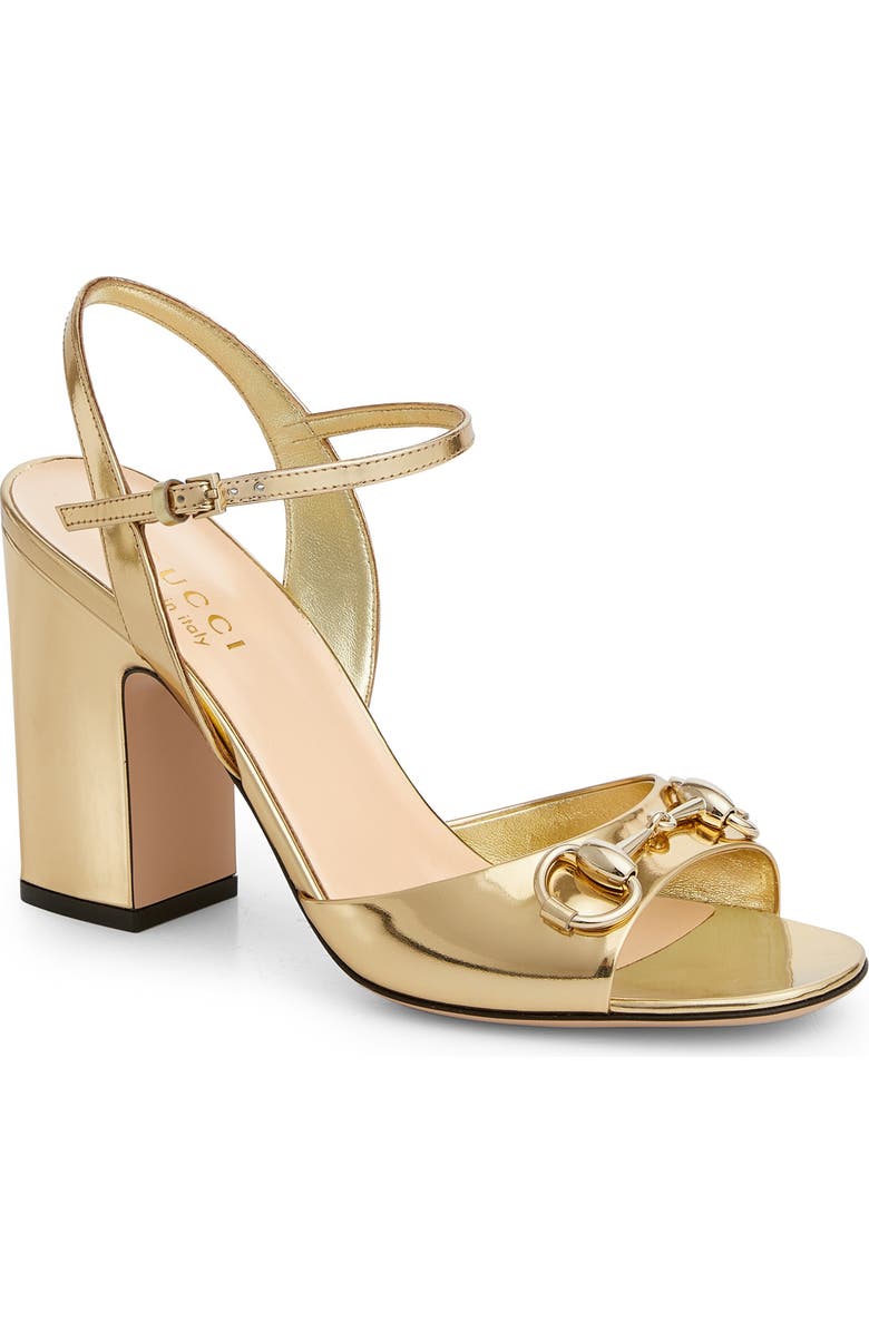 Gucci Horsebit Metallic Sandal, Main, color, Gold Glow