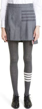 Thom Browne Drop Back Pleated Wool Blend Miniskirt