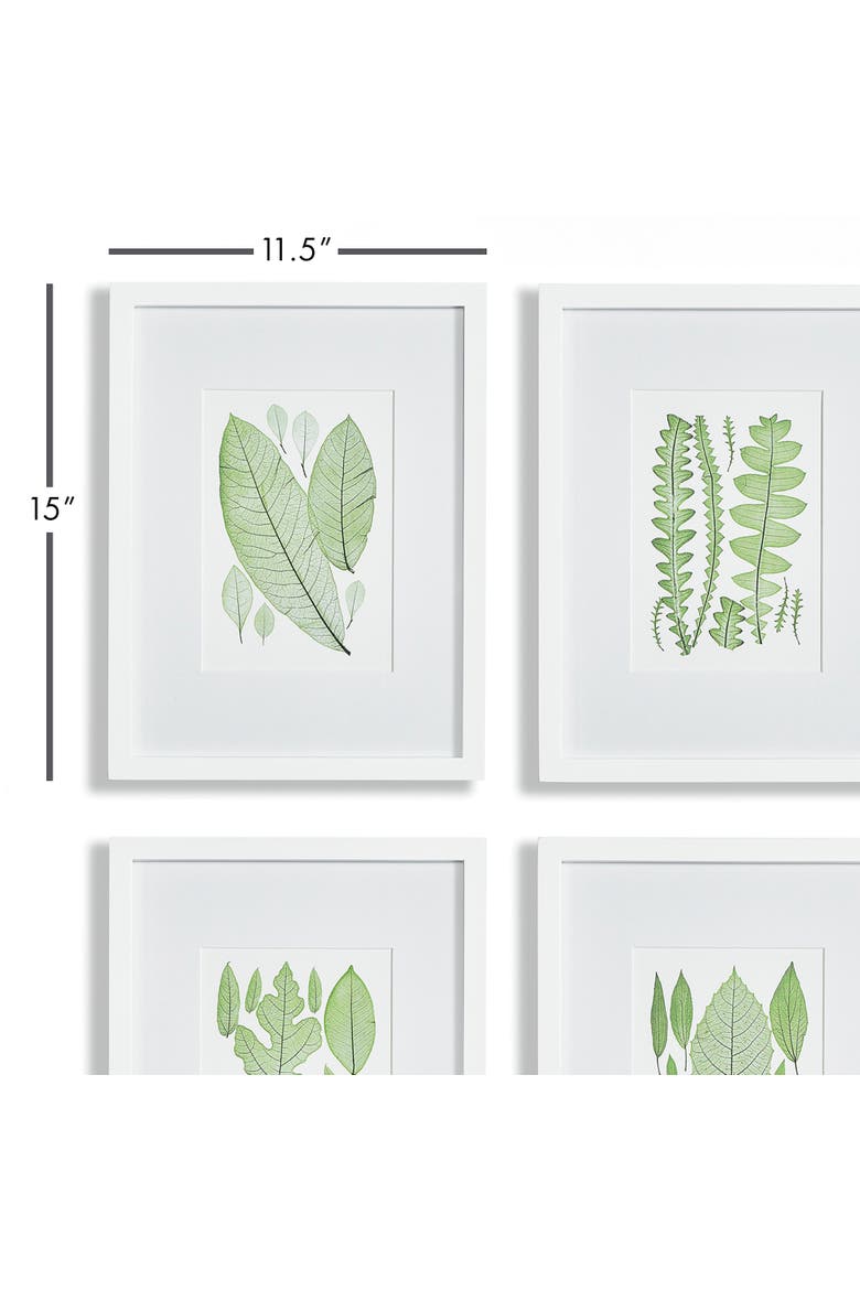 Assorted Leaf Prints Set of 4, Alternate, color, Green