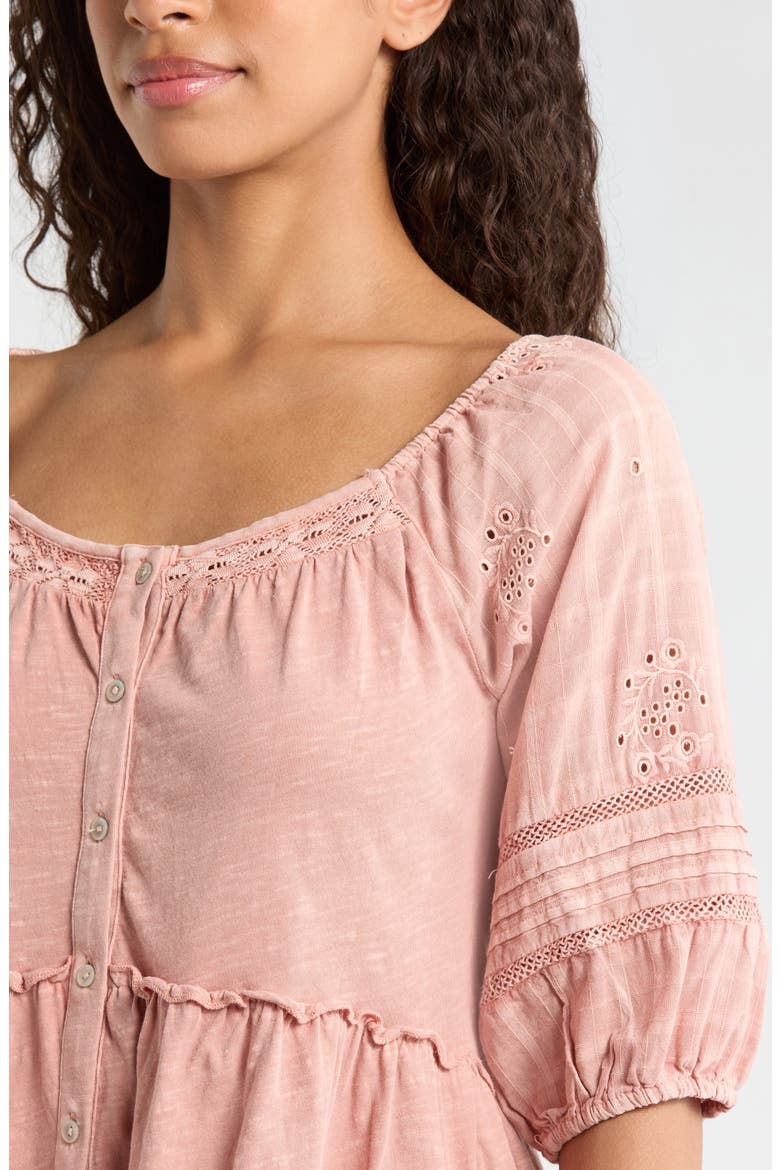 Jersey Babydoll Top, Alternate, color, PEACH BEIGE