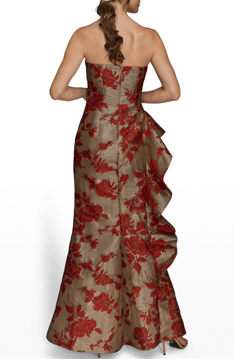 Donna Karan New York Floral Metallic Jacquard Sleeveless Gown, Alternate, color, Gold/ Autumn