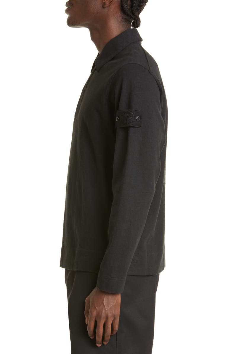 Stone Island Ghost Piece Cotton Fleece Polo Sweatshirt, Alternate, color,