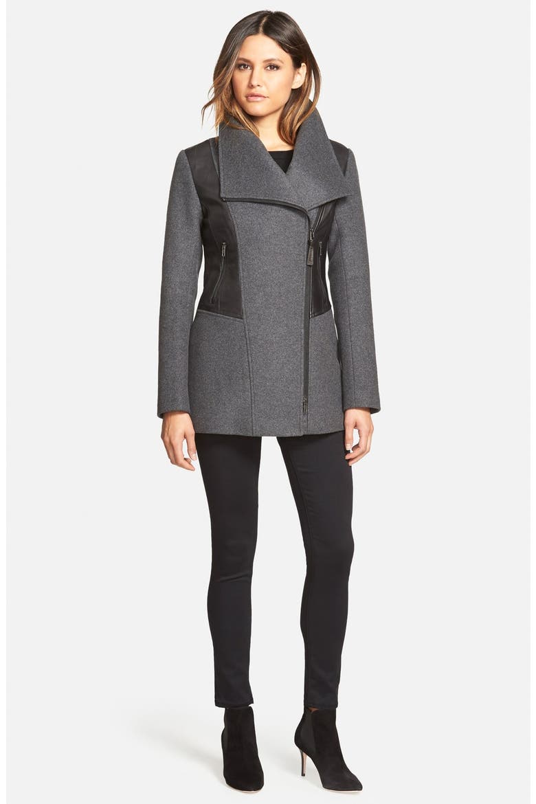 Wide Collar Wool Blend Coat, Alternate, color, CHARCOAL