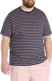 Harbor Bay by DXL Big & Tall Moisture-Wicking Striped T-Shirt