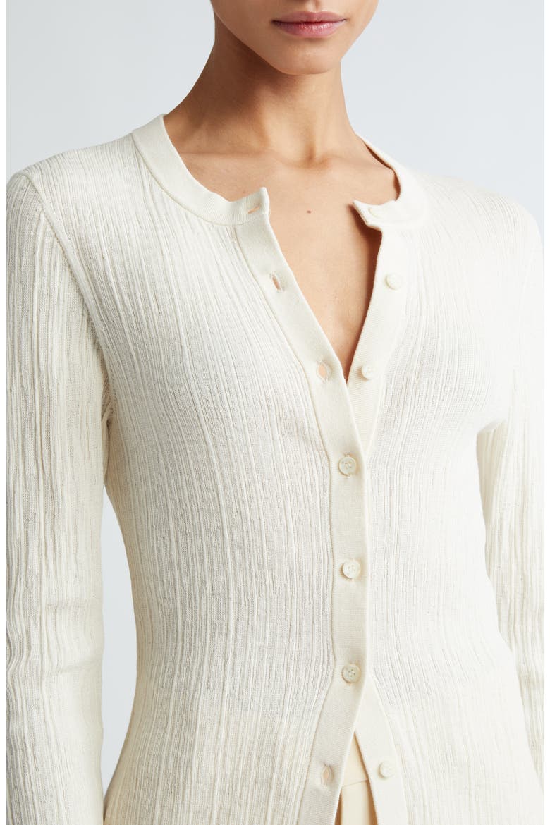 Fisher Rib Cotton Blend Cardigan, Alternate, color, WHITE