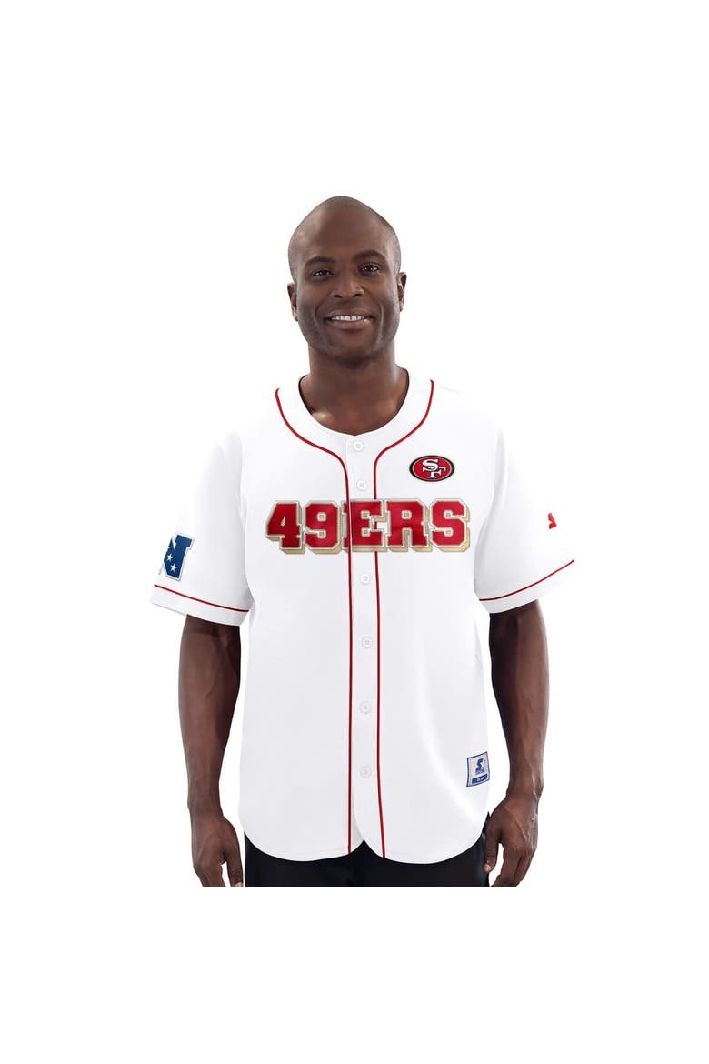 Men's Starter  White San Francisco 49ers Relay Full-Button Baseball Jersey, Alternate, color, White