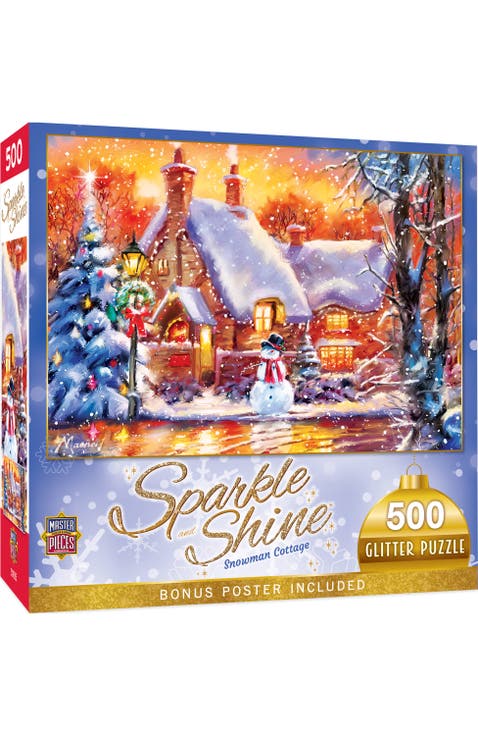 Snowman Cottage 500 Piece Glitter Puzzle