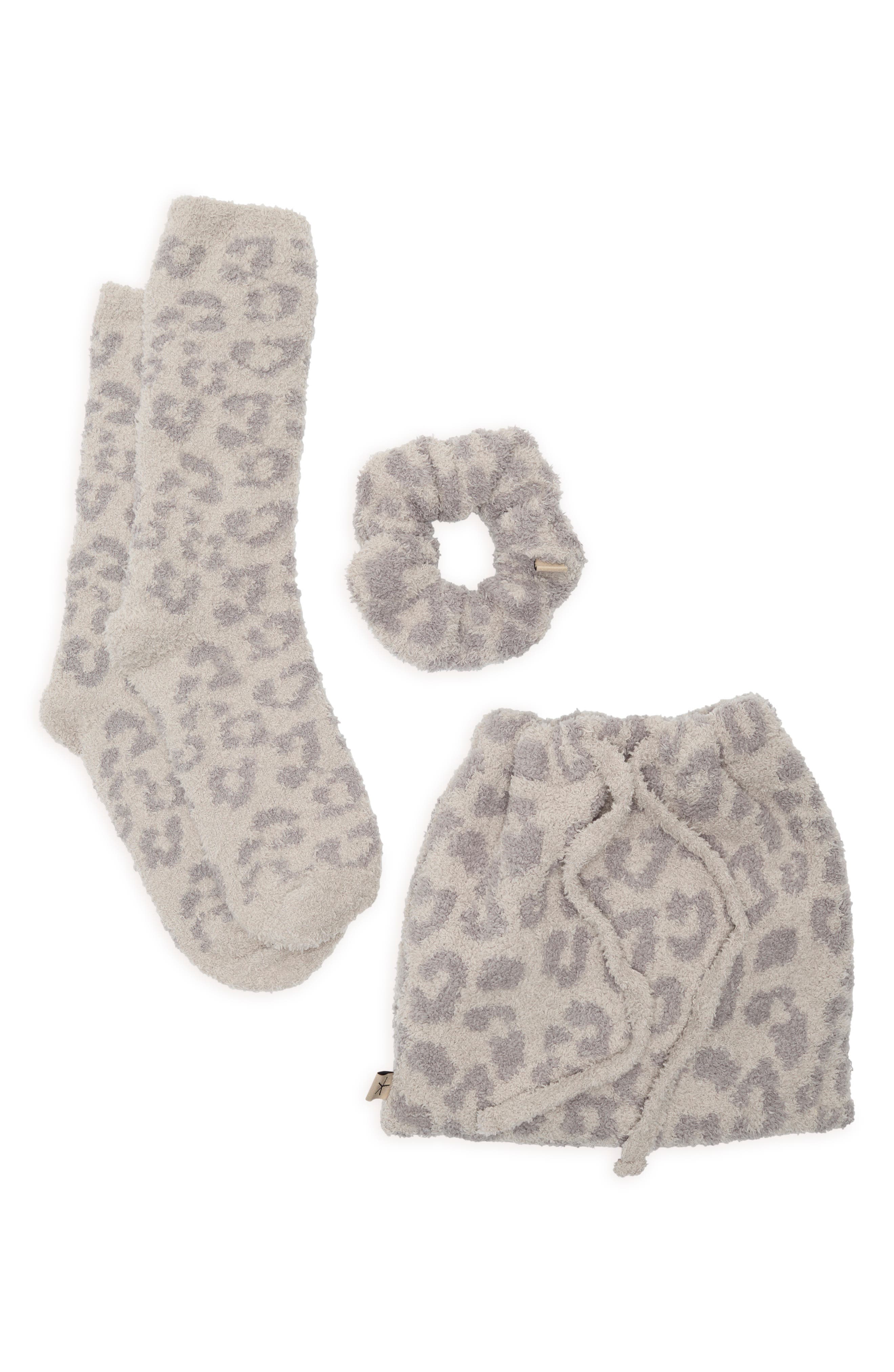 Barefoot Dreams® CozyChic® Leopard Print Scrunchie & Socks Gift Set