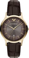 Emporio Armani Archetipo Leather Strap Watch, 39mm