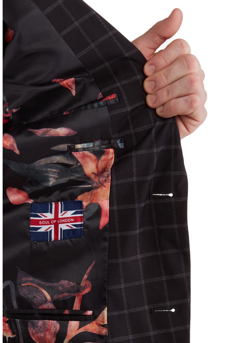 Two-Piece Check Two-Button Stretch Woven Suit, Alternate, color, BLACK