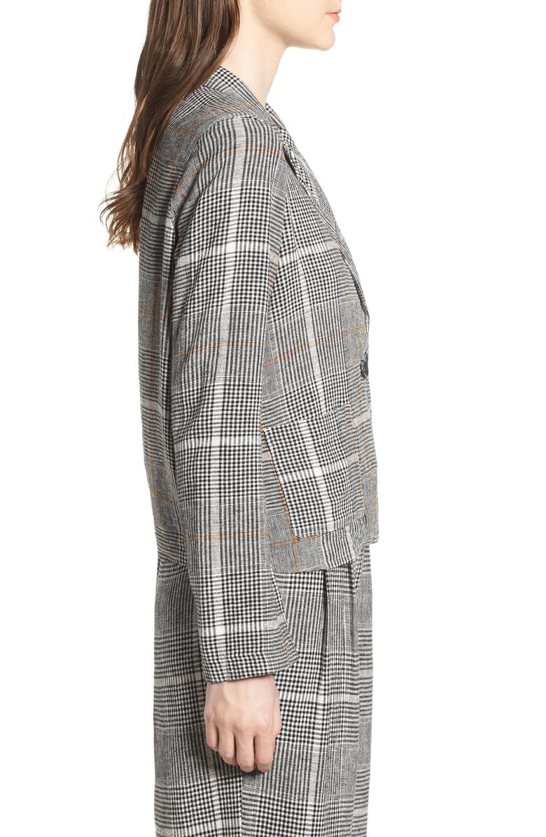 BP. Plaid Linen Blend Blazer, Alternate, color, 