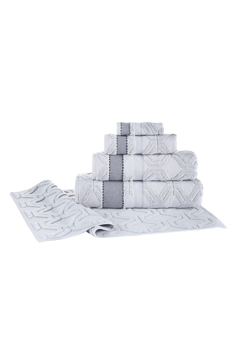 Brooks Brothers Large Square 4-Piece Turkish Cotton Towel Set, Alternate, color, Silver