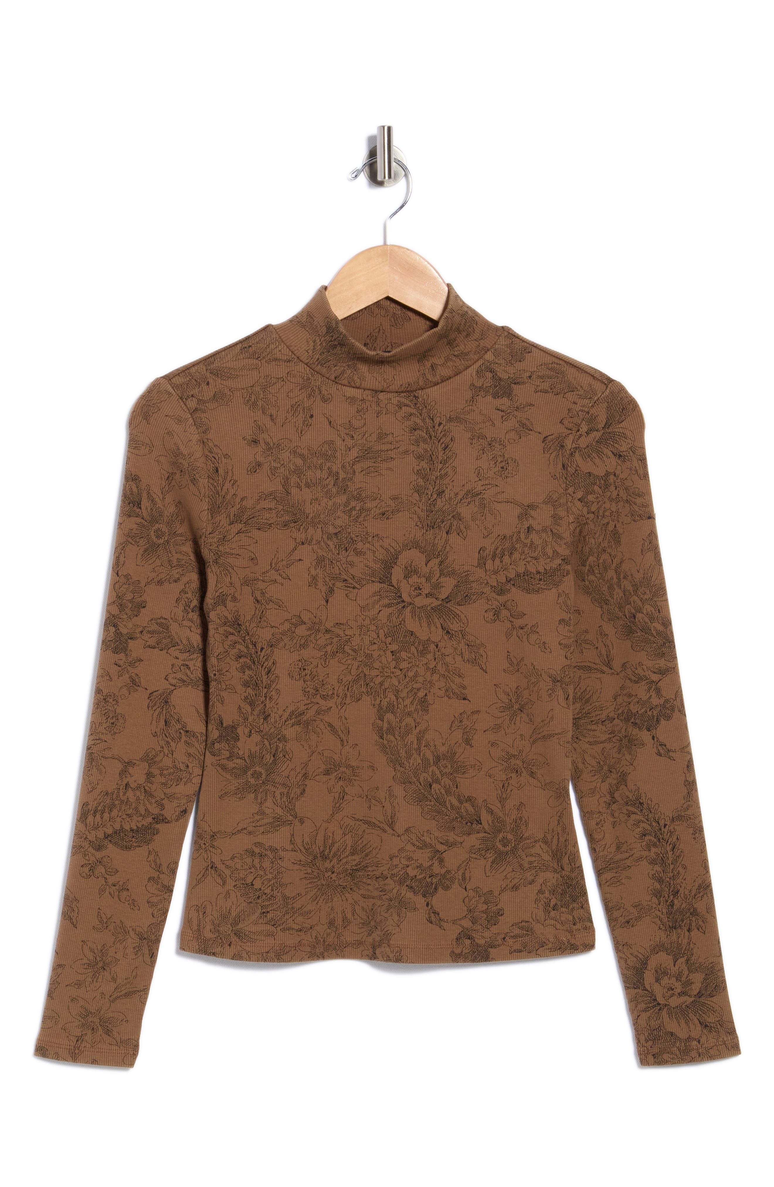 Nate Floral Print Mock Neck Top