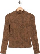 Veronica Beard Nate Floral Print Mock Neck Top