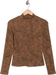 Veronica Beard Nate Floral Print Mock Neck Top