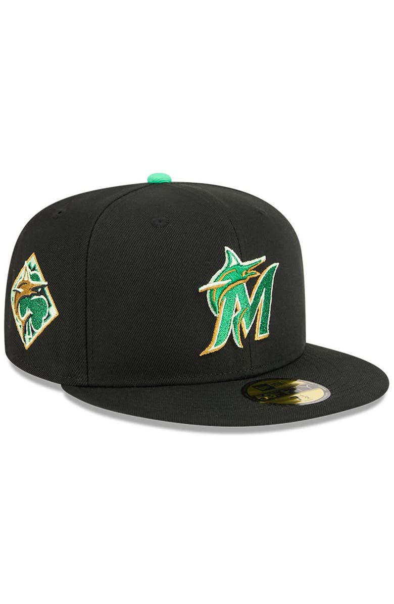 New Era Men's New Era  Black Miami Marlins 2026 St. Patrick's Day 59FIFTY Fitted Hat, Main, color, Black