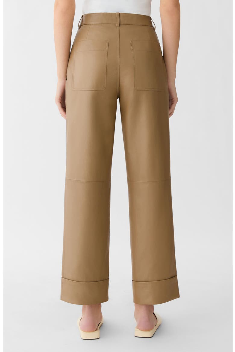 Highline Straight Leg Leather Ankle Pants, Alternate, color, GREEN CLAY