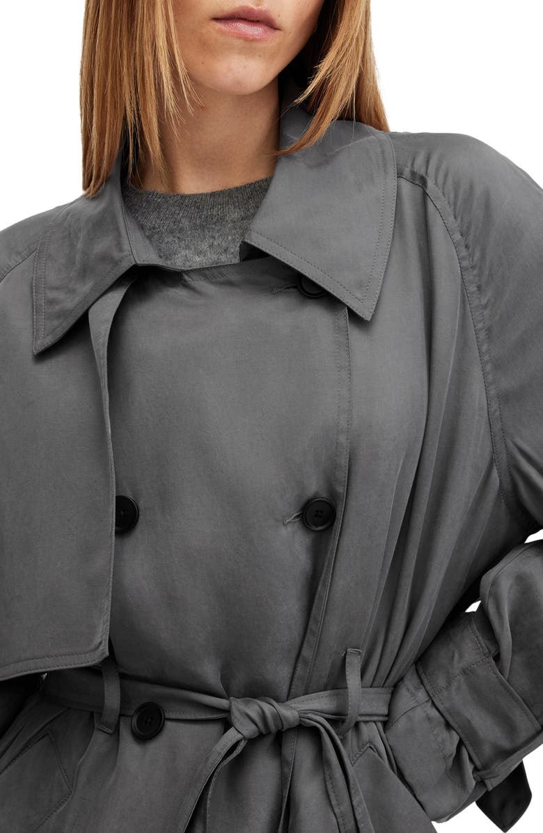 AllSaints Koko Trench Coat, Alternate, color, Eiffel Grey