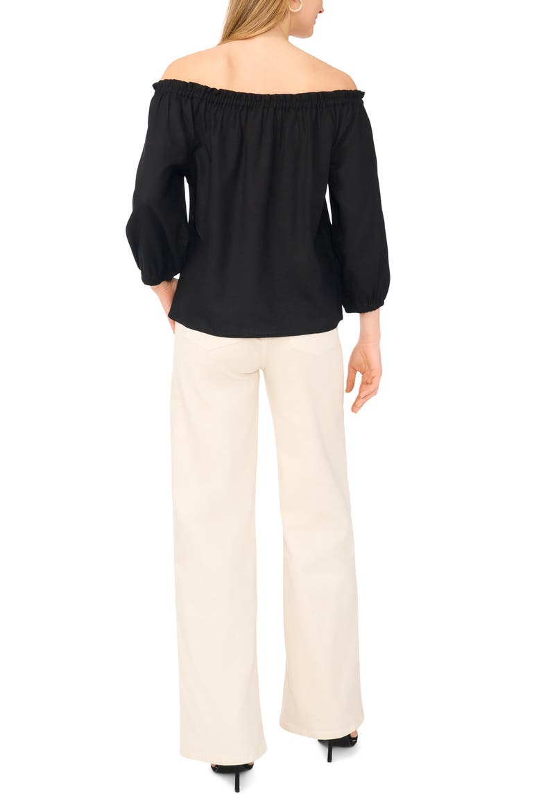Off the Shoulder Puff Sleeve Top, Alternate, color, RICH BLACK