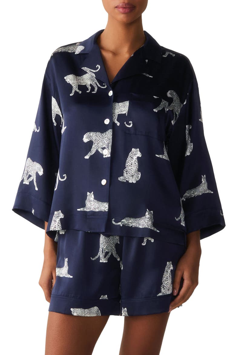 Olivia Silk Pajamas, Main, color, NAVY